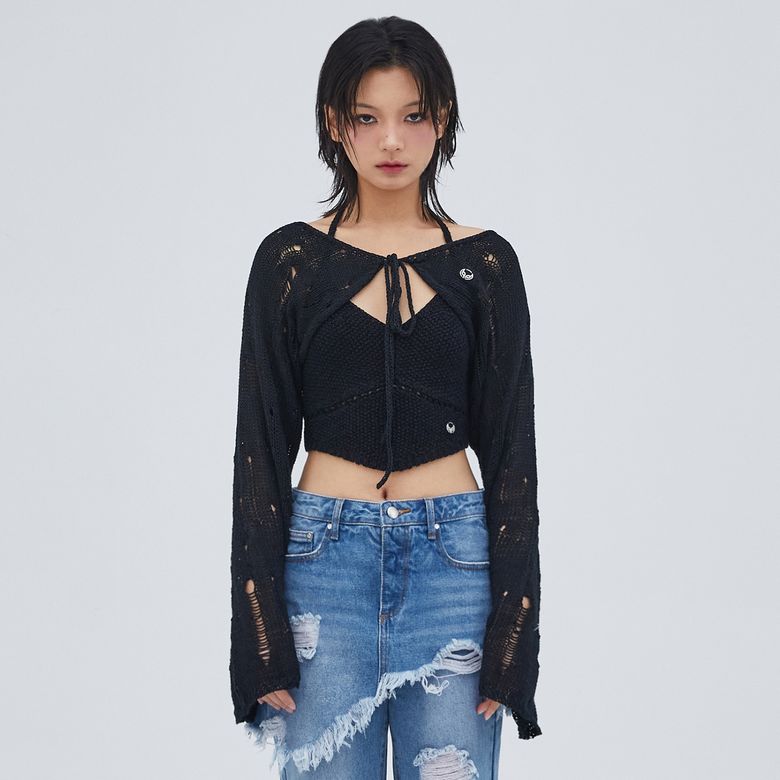 KNIT HALTERNECK TOP BLACK BQ2KV002
