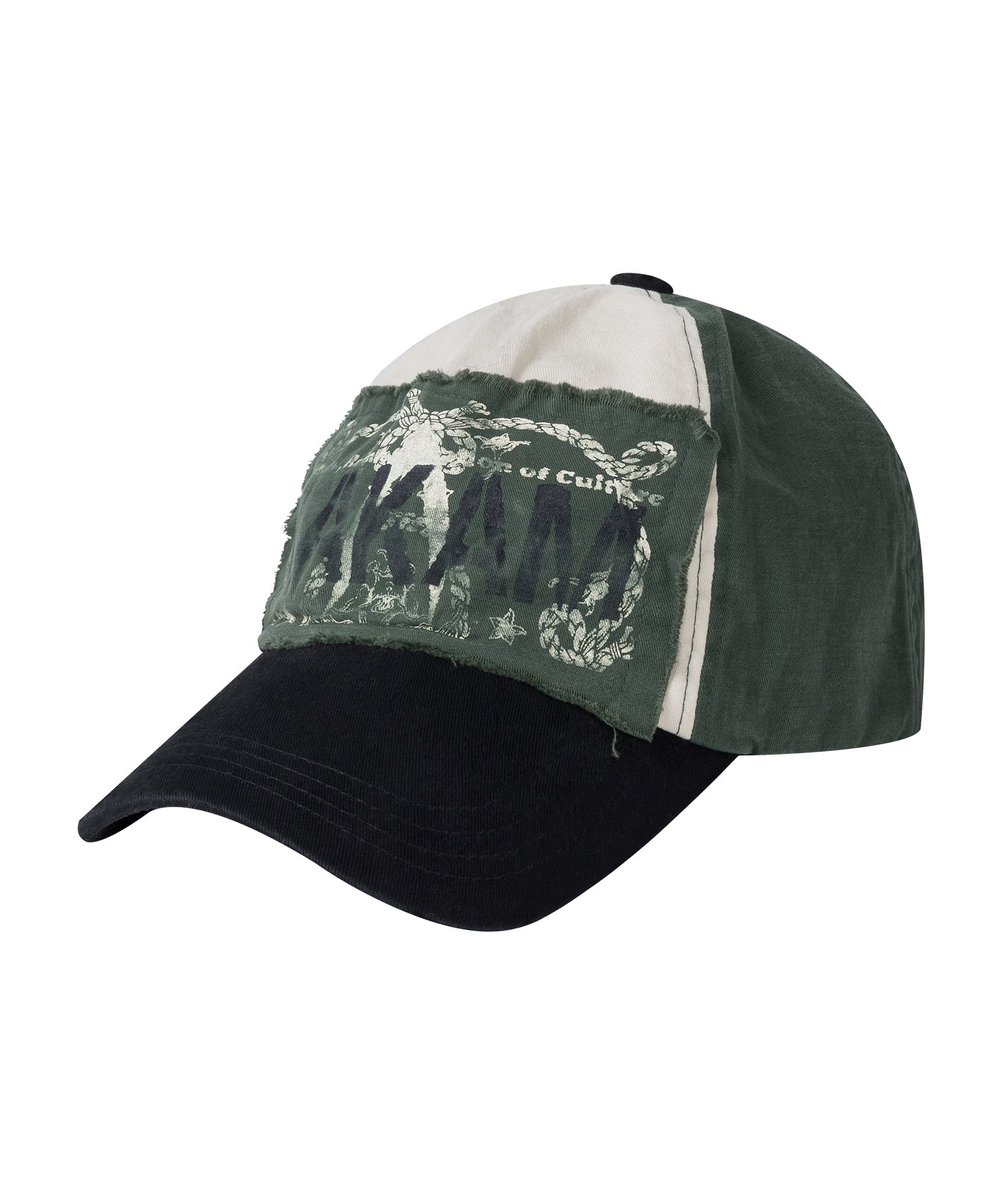 MUSINSA公式 | AAKAM Washed Poster Patch Ball Cap (Green)