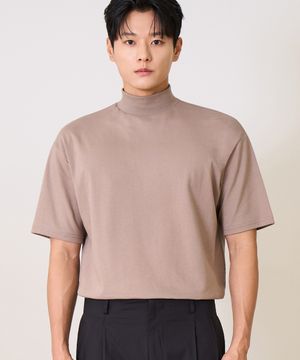 하프넥 반팔 티셔츠 (BEIGE)