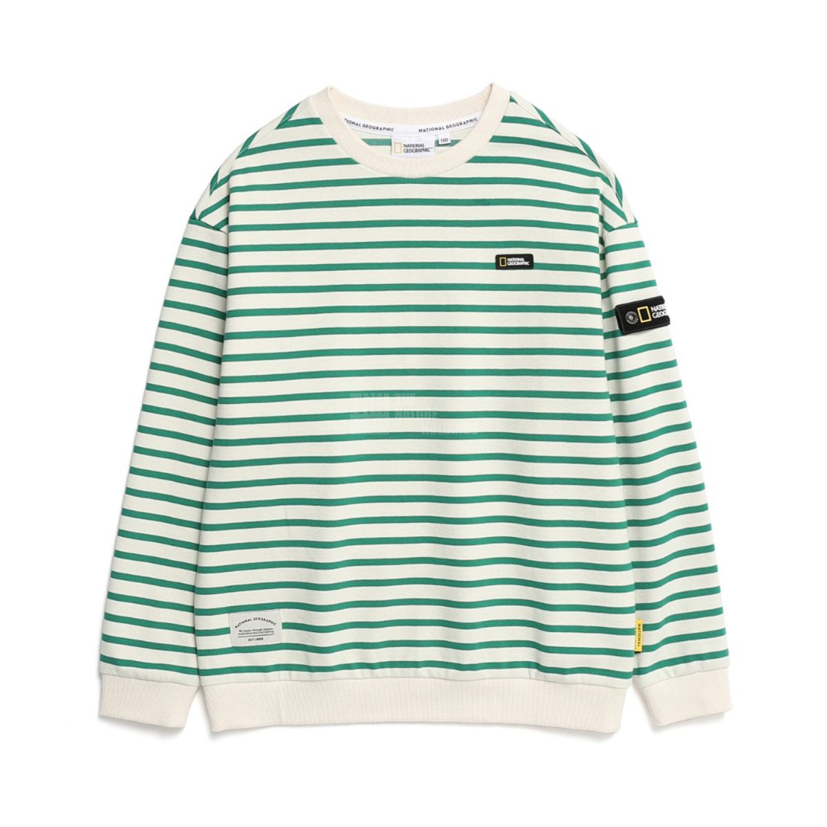 내셔널지오그래픽 키즈(NATIONAL GEOGRAPHIC KIDS) K231USW040 스트라이프 맨투맨 GREEN