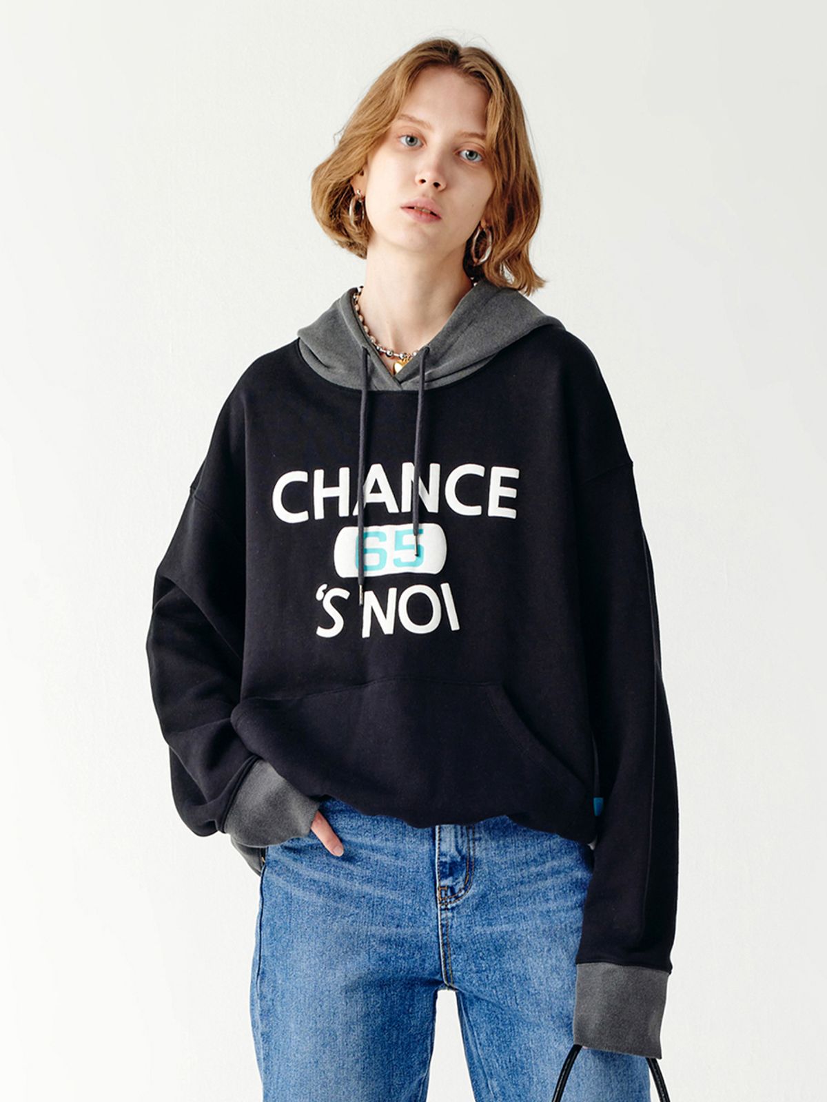 챈세스노이(CHANCE'S NOI) Basket Sweat Hoody (Mix-Black)