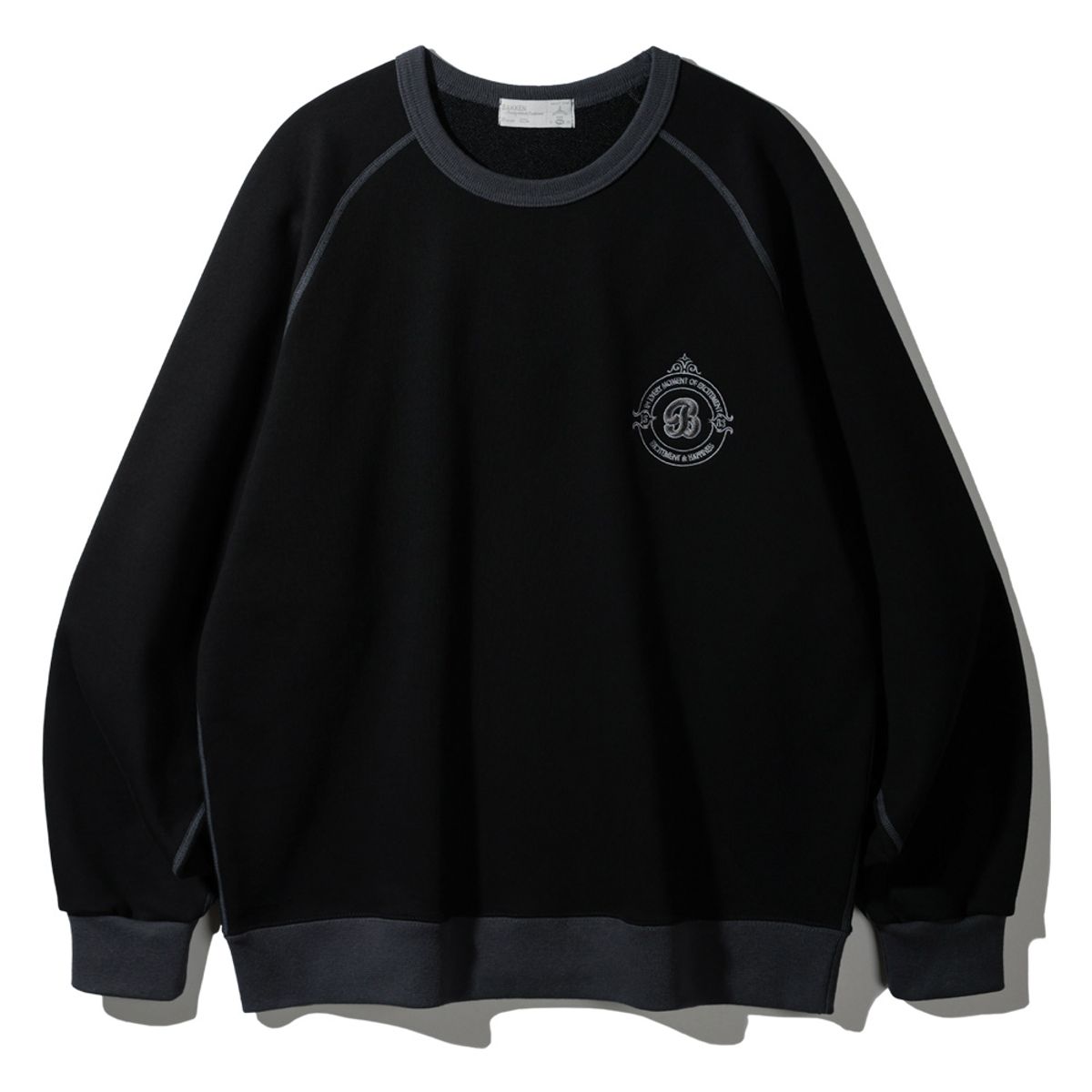 바켄(BAKKEN) Coloration Raglan 스웨트셔츠 BK5980_블랙