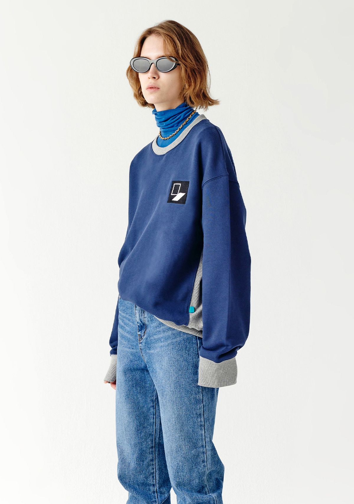 챈세스노이(CHANCE'S NOI) DoorBox Sweat Shirt (Mix-Navy)