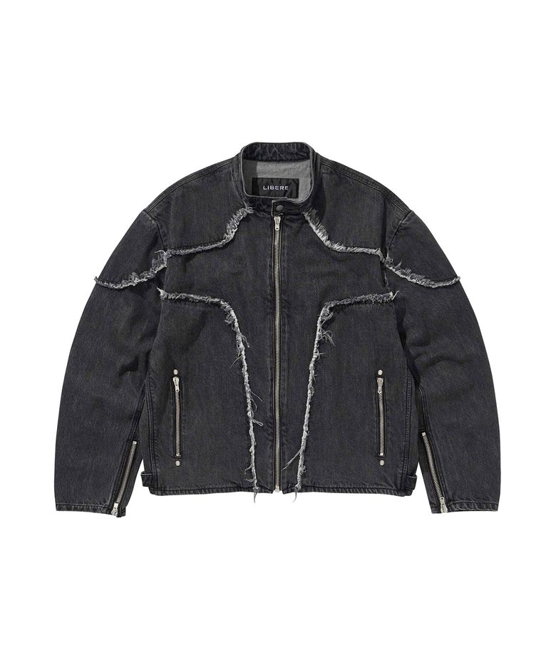 DENIM BIKER JACKET / BLACK