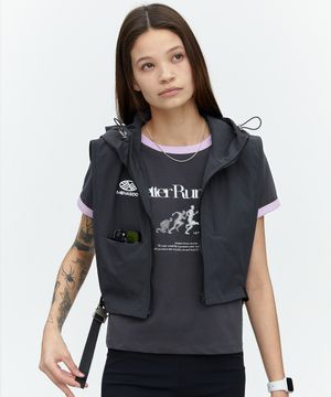 MENASOO RUNNING HOOD VEST_BLACK CHARCOAL