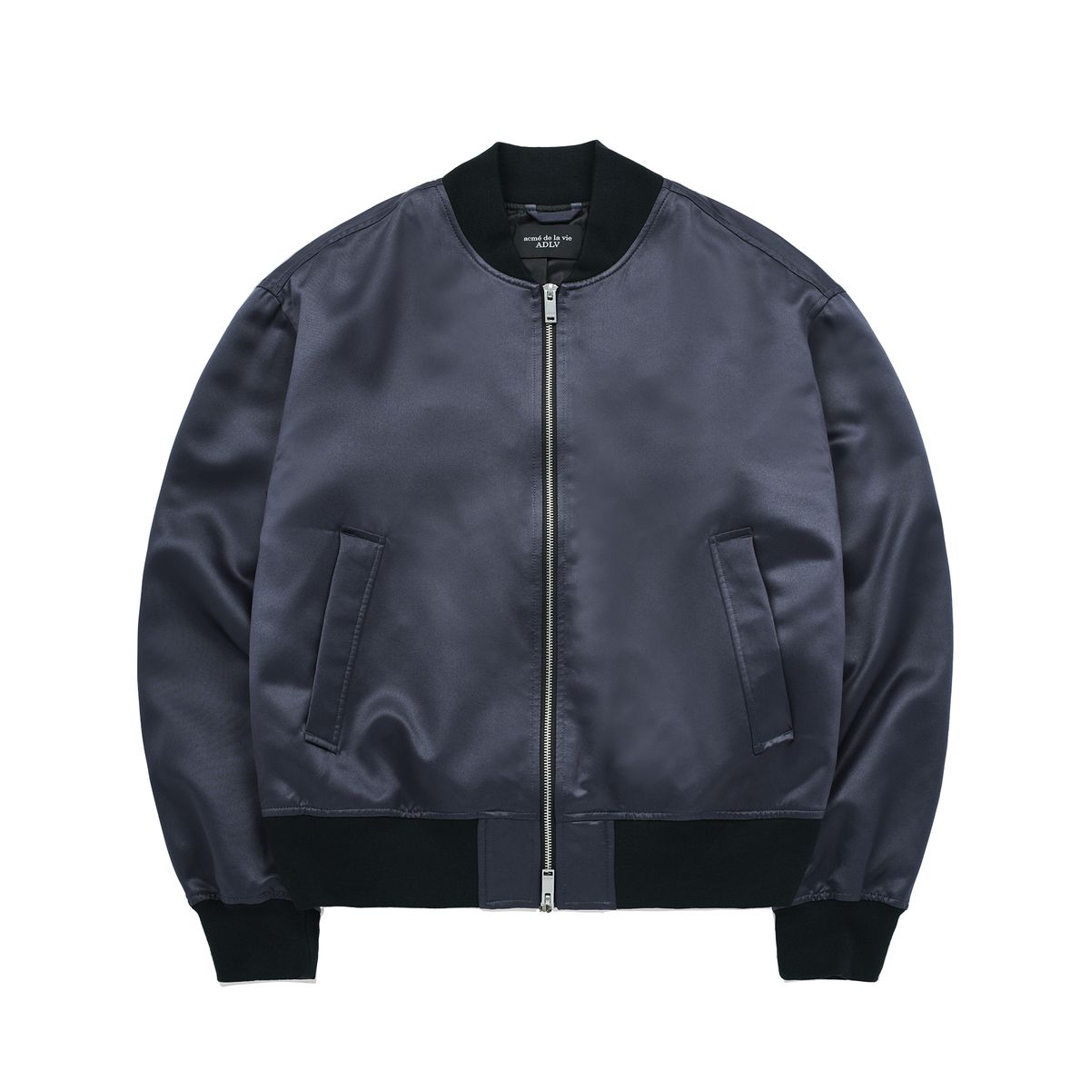아크메드라비(ACME DE LA VIE) PUCKERING SATIN MA-1 JACKET BLACK