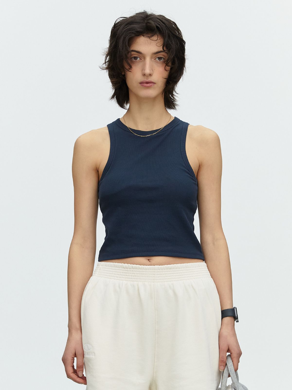 미나수(MENASOO) MNS SPANDEX TANK TOP NAVY_이너브라