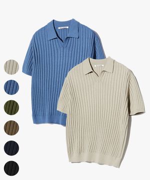 리브드 코튼 카라 니트 - 6 COLOR