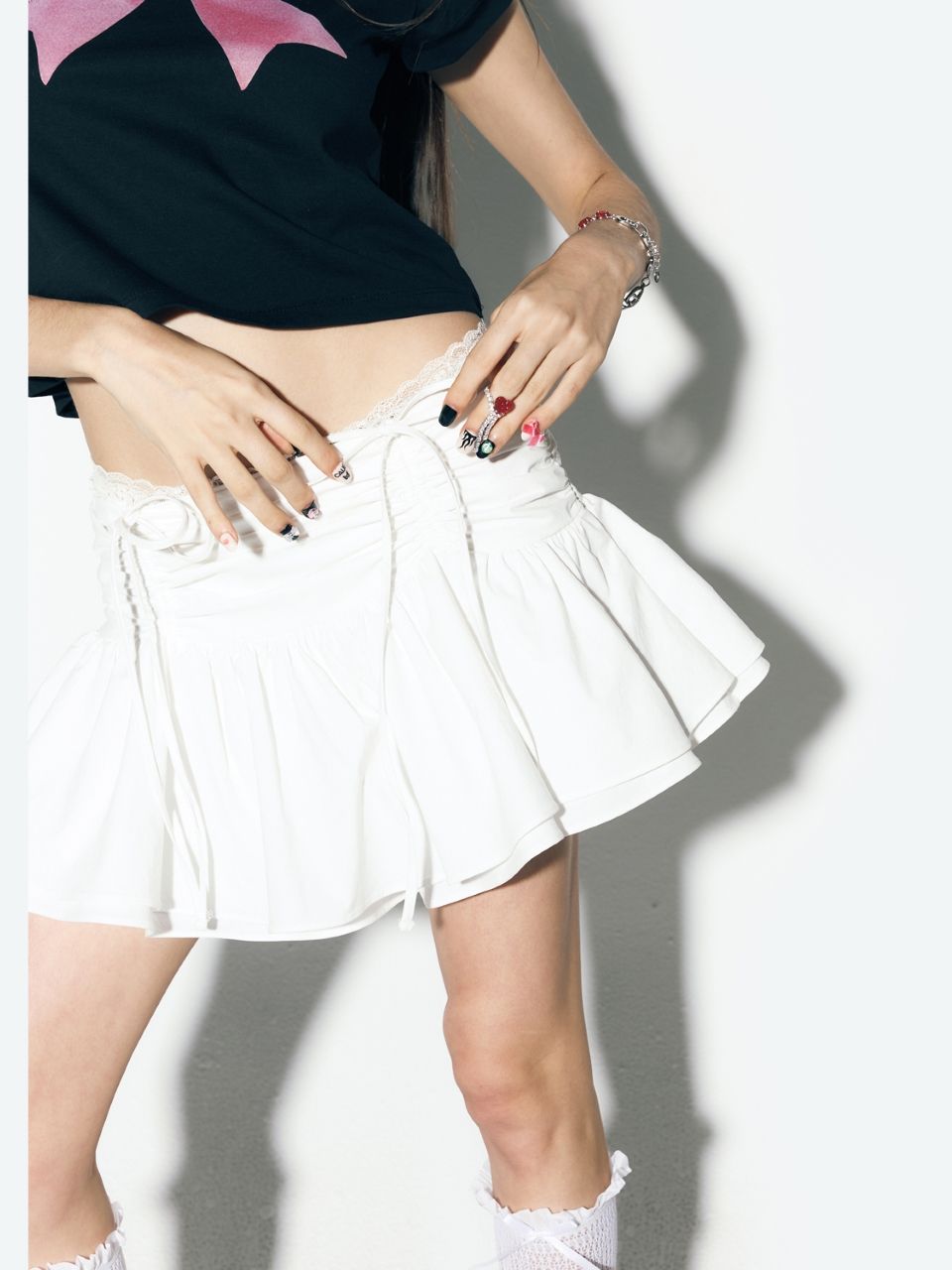 ☆ASIF CALIE ☆SHIRRING LACE MINI SKIRT MUSINSA | ASIF CALIE SHIRRING LACE MINI SKIRT WHITE