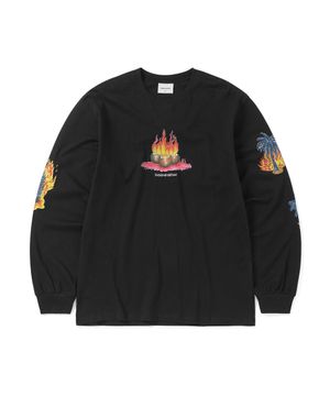 Burning Palm Tree L/S Tee Off Black