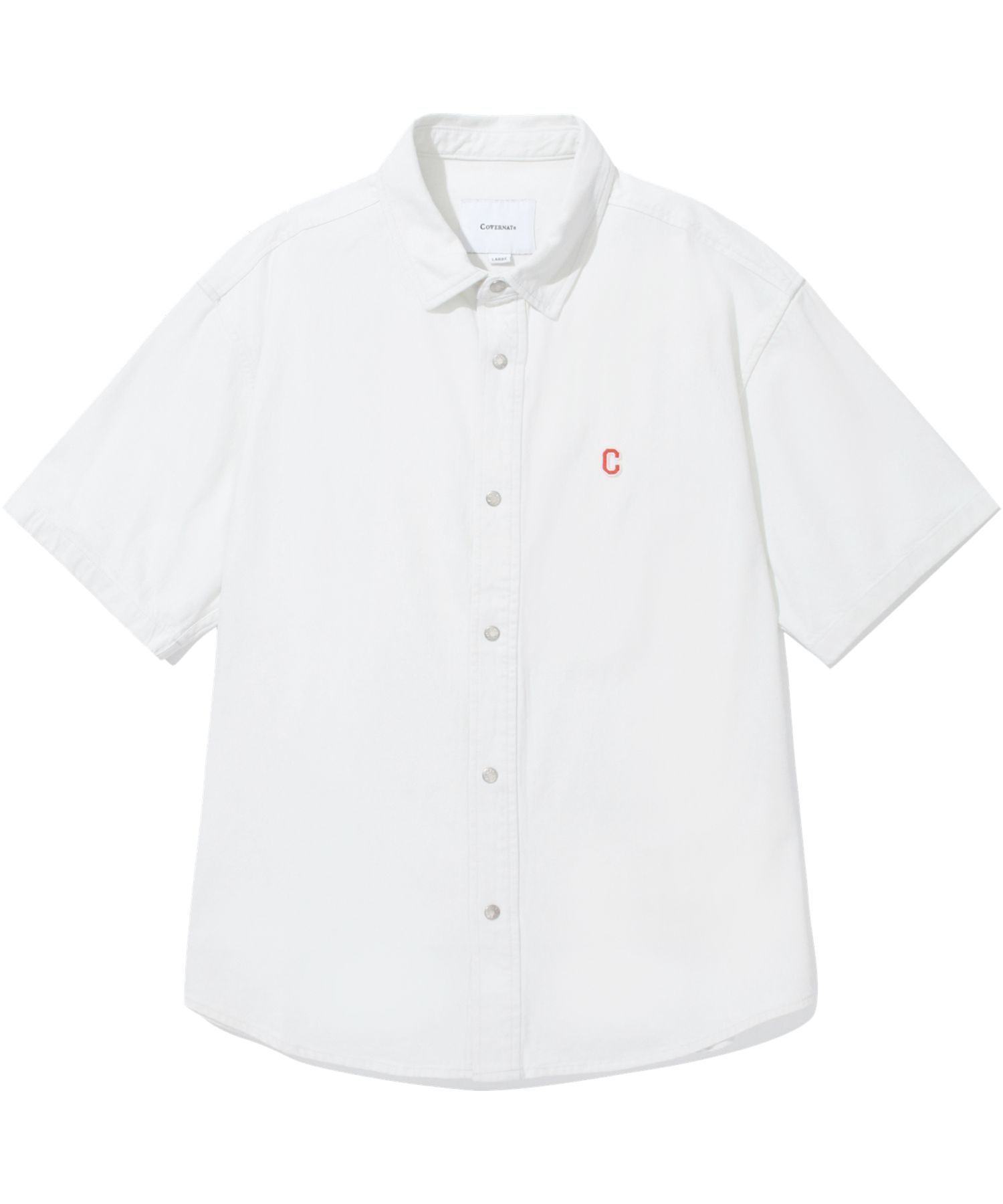 MUSINSA | COVERNAT C Logo Denim Half Shirt White