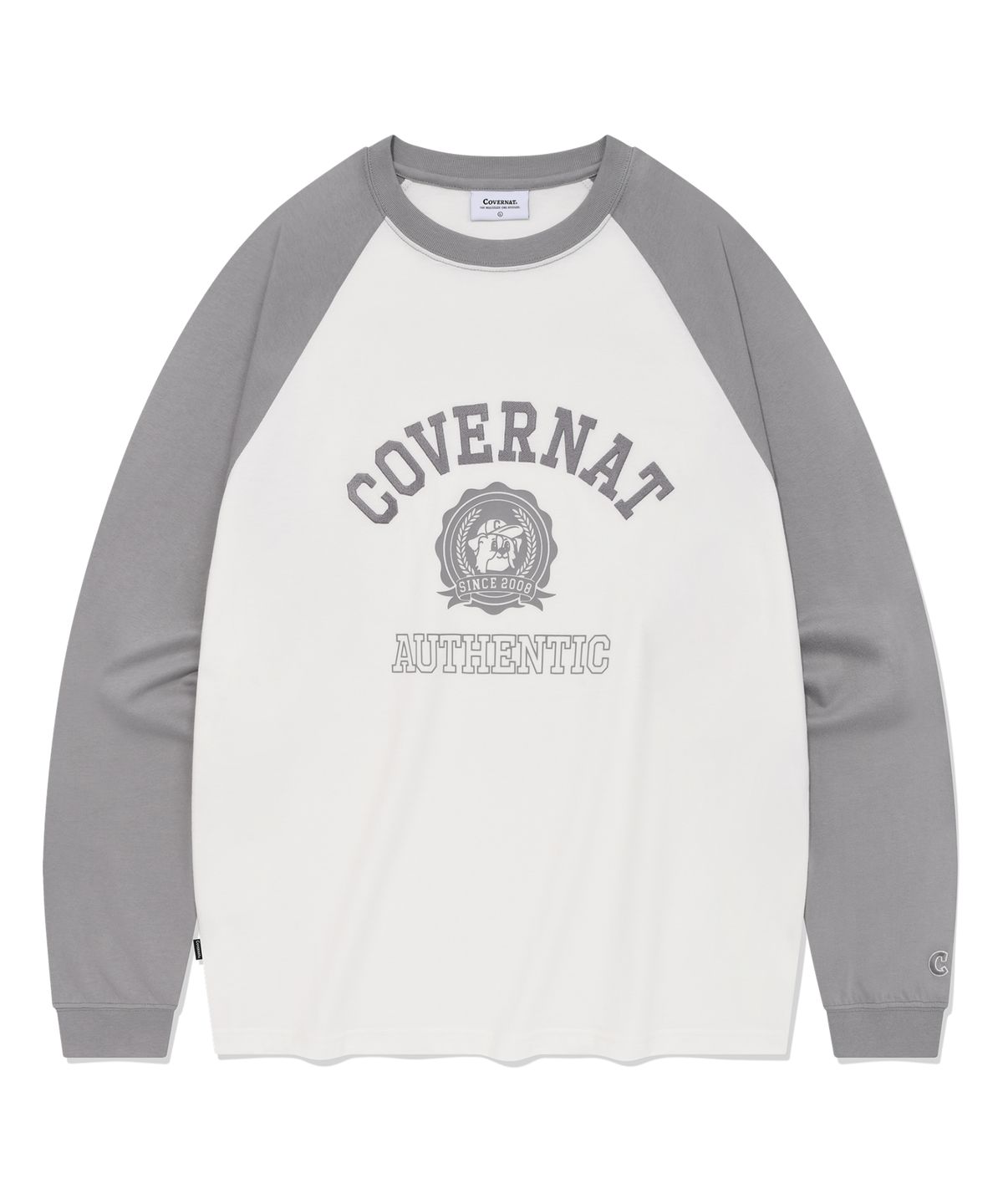 커버낫(COVERNAT) 보더콜리 엠블럼 래글런 롱슬리브 그레이