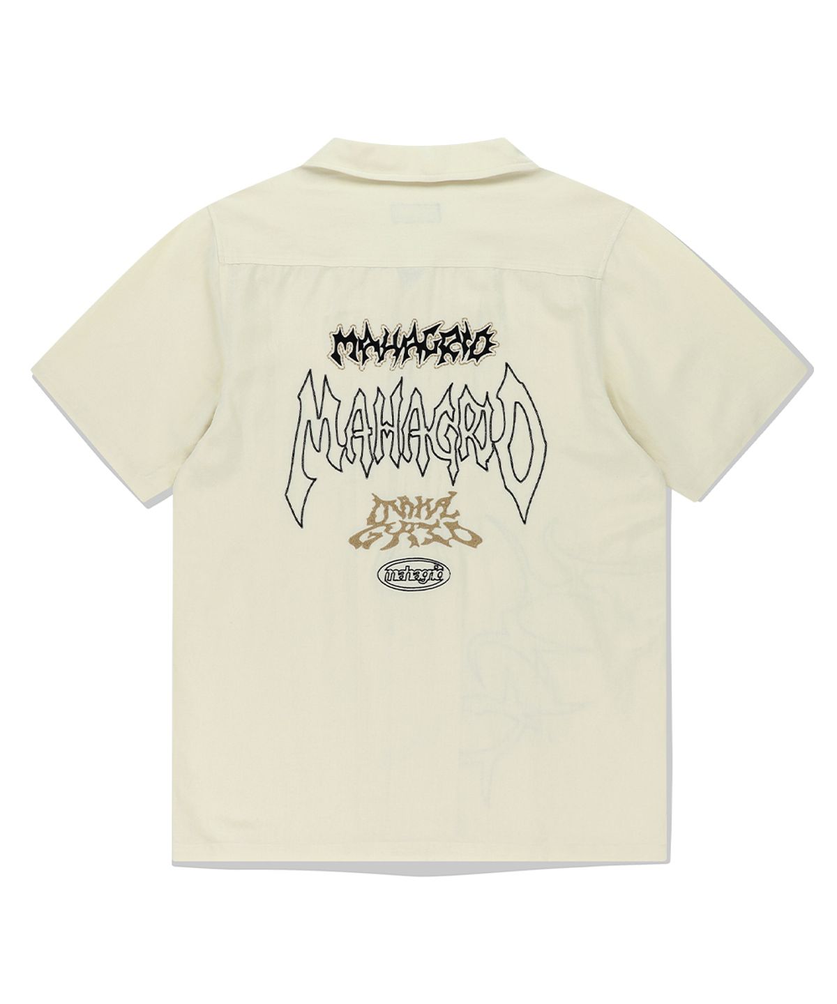 마하그리드(MAHAGRID) MULTI-LOGO LINEN HALF SHIRT IVORY(MG2EMMW361A)