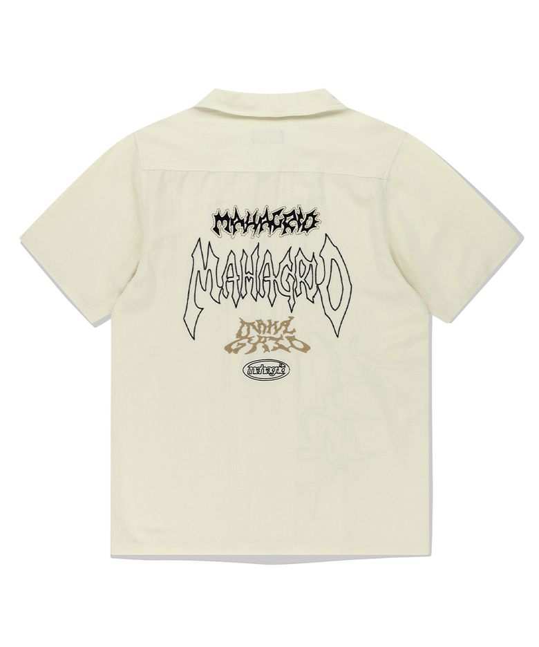 MULTI-LOGO LINEN HALF SHIRT IVORY(MG2EMMW361A)