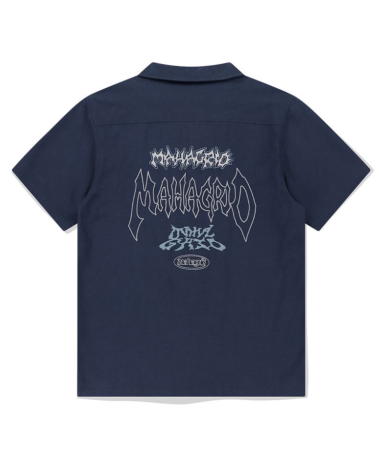 MULTI-LOGO LINEN HALF SHIRT NAVY(MG2EMMW361A)