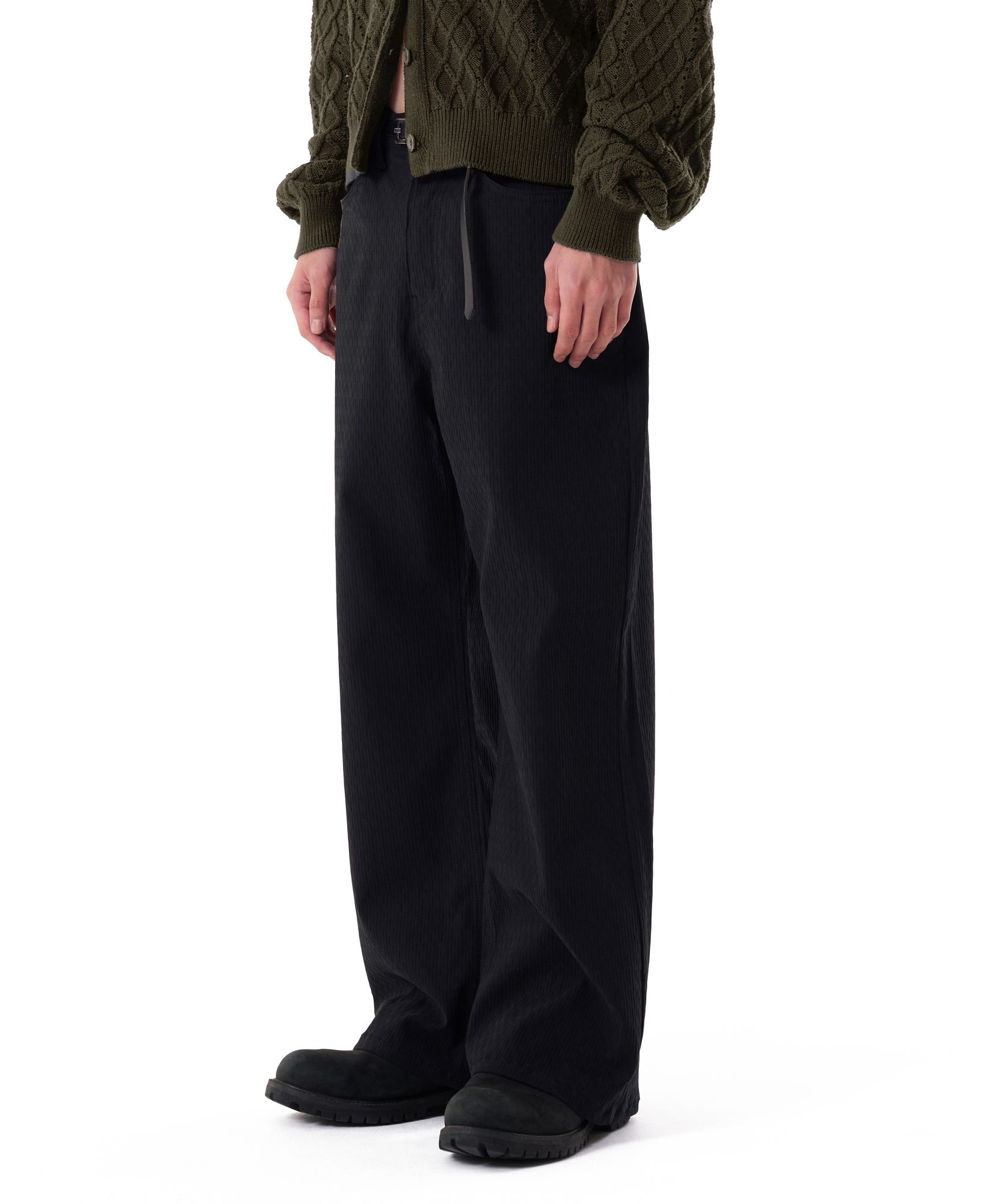 MUSINSA | AAKAM Textured Cotton Pants (Black)