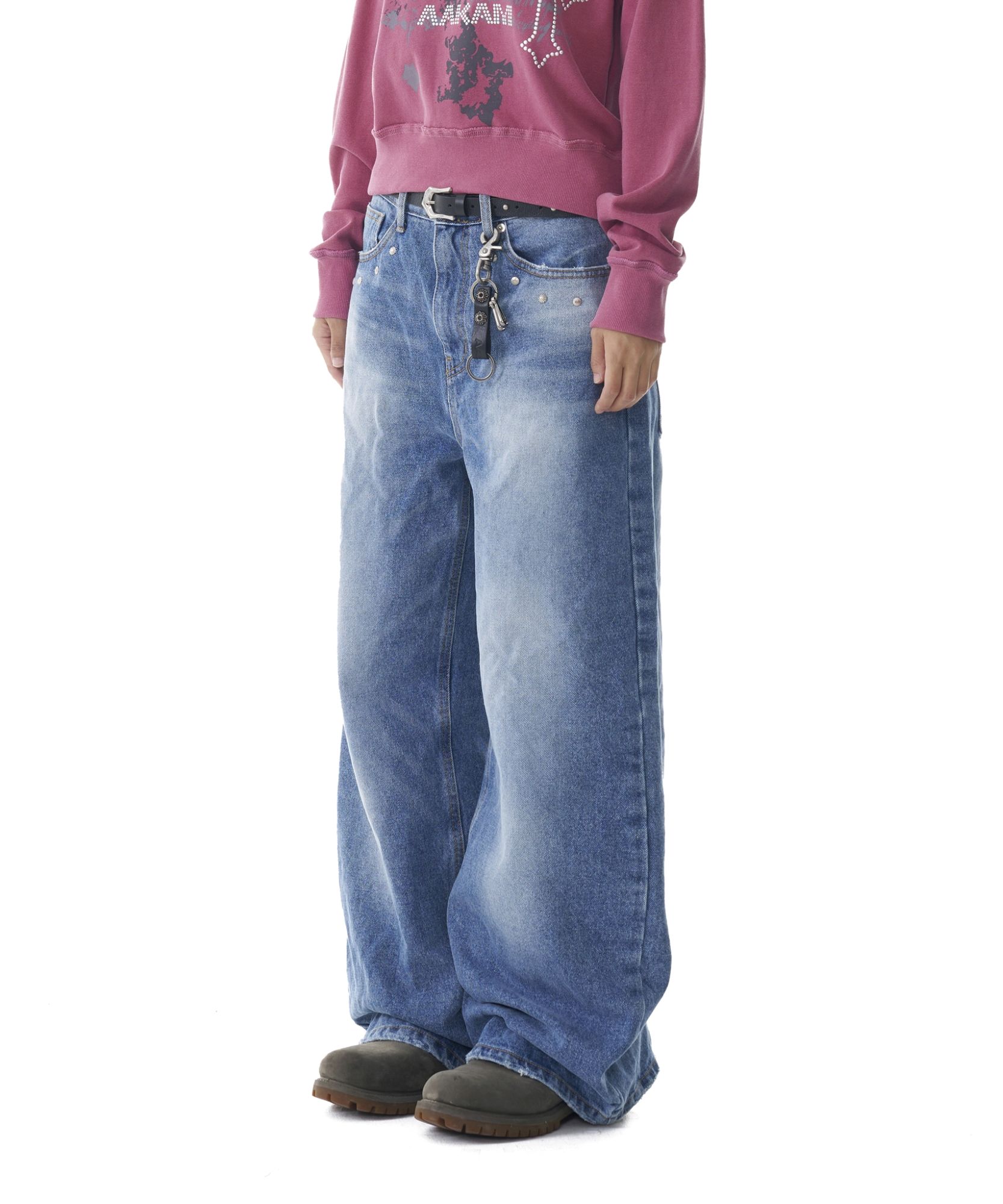 ◆AAKAM◆ Multi Studded Denim Pants Blue MUSINSA | AAKAM Multi Studded Denim Pants (Blue)