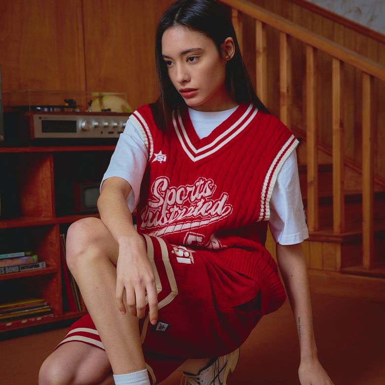 BASKETBALL JERSEY KNIT VEST (RED)