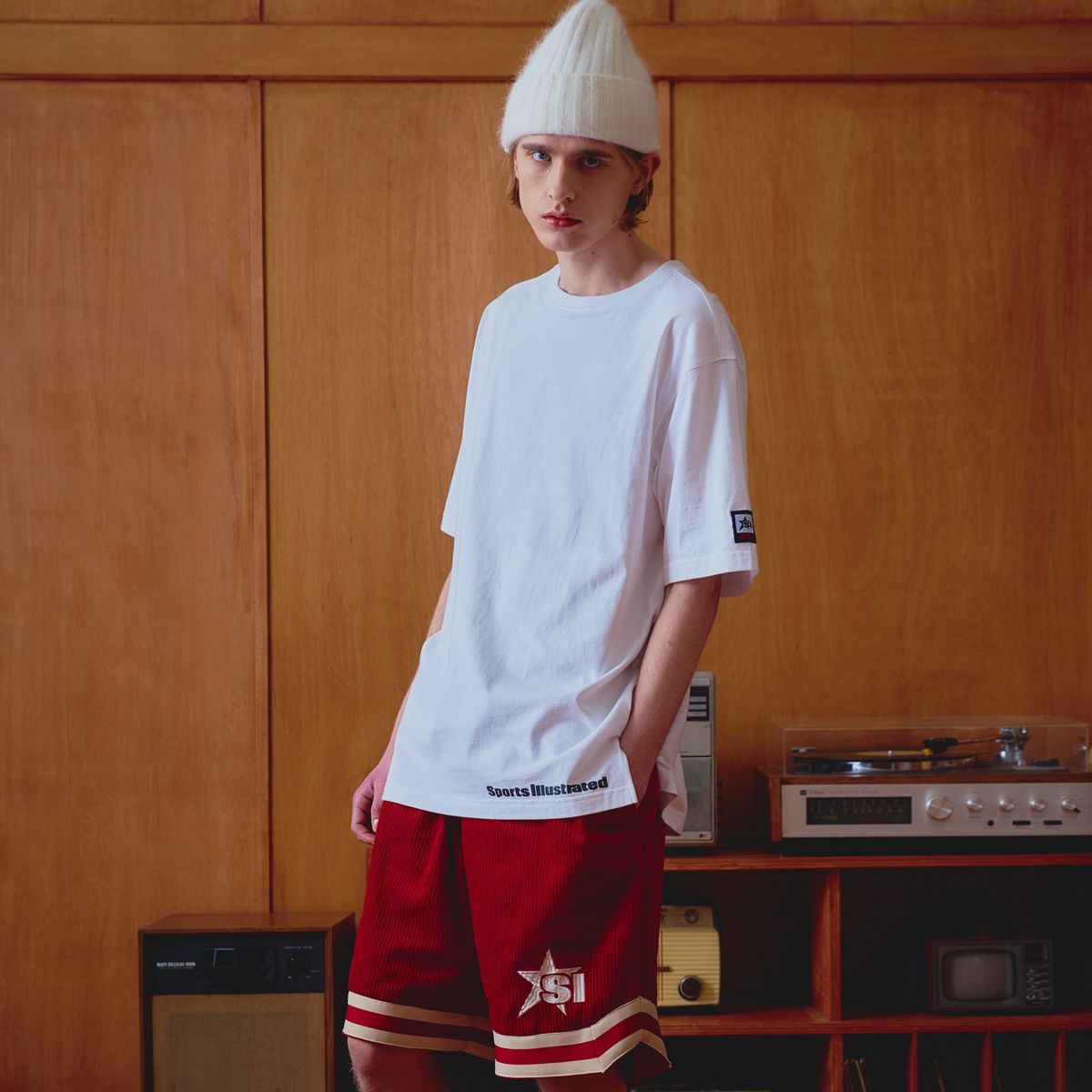 스포츠 일러스트레이티드(SPORTS ILLUSTRATED) BASKETBALL LAYERED HALF SLEEVE (WHITE)