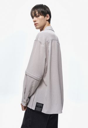 디테쳐블 플리츠 하프 셔츠 베이지 ZG3SH306BE