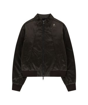 Piping Leather Blouson (Brown)