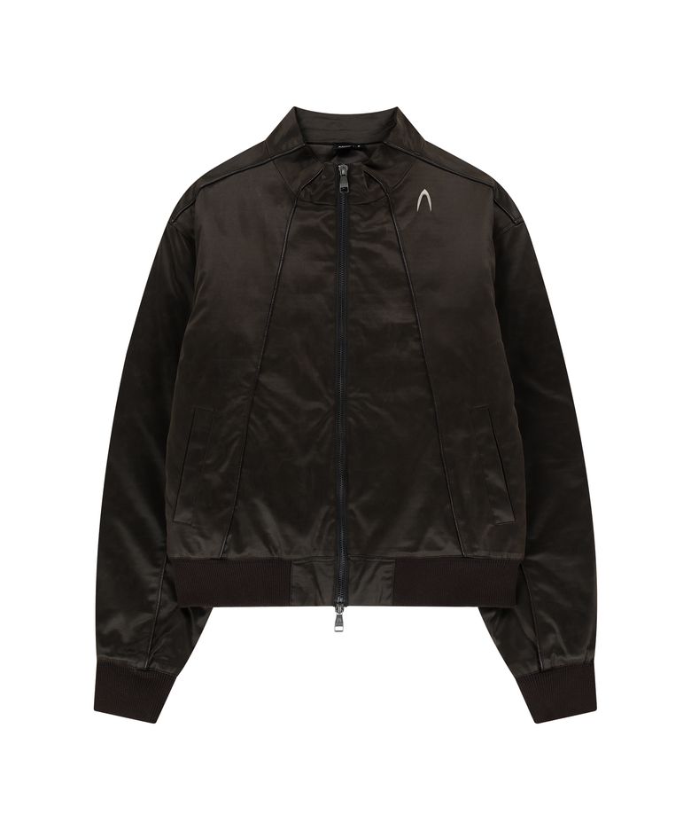 Piping Leather Blouson (Brown)