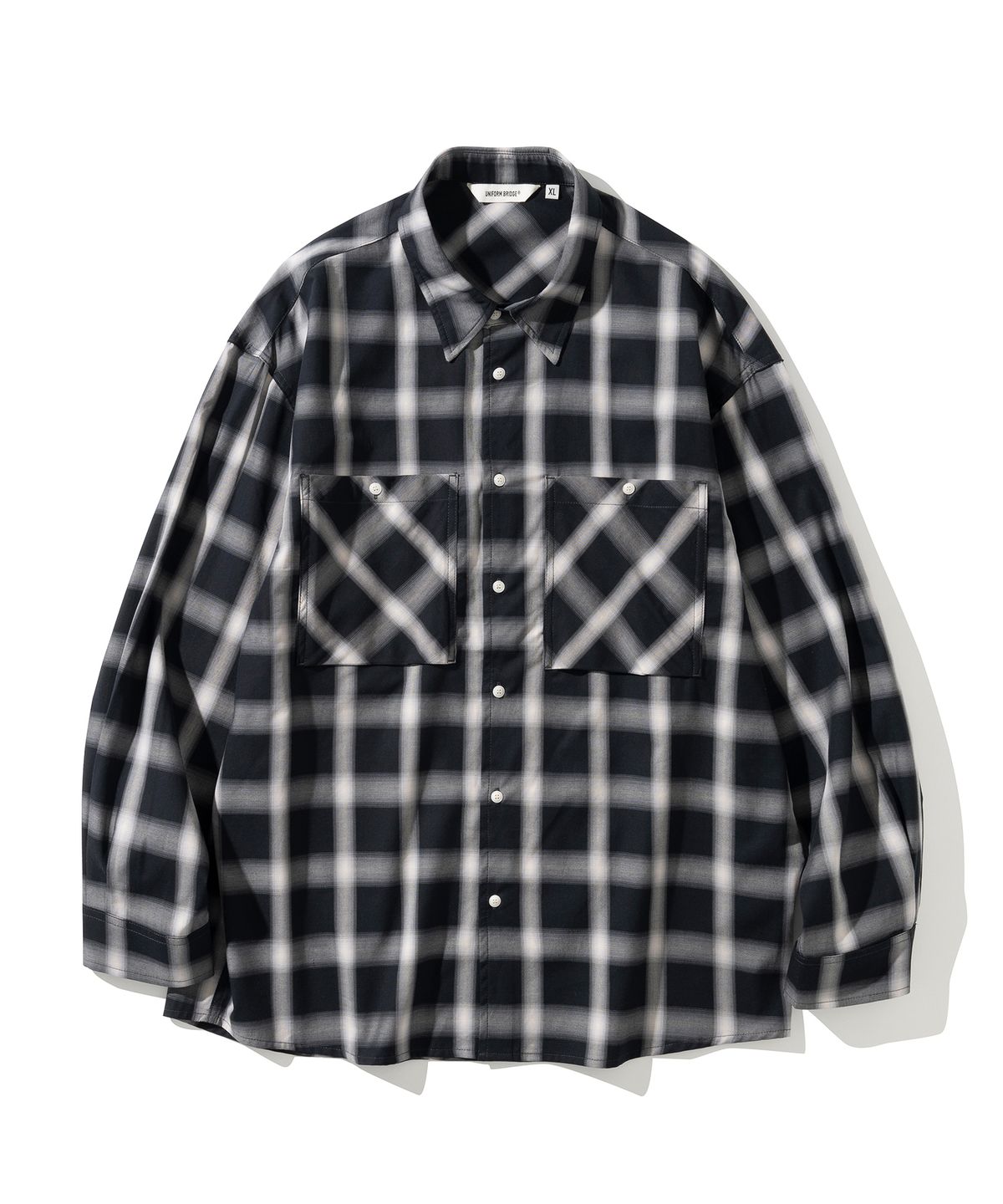 유니폼브릿지(UNIFORM BRIDGE) two pocket check shirt black