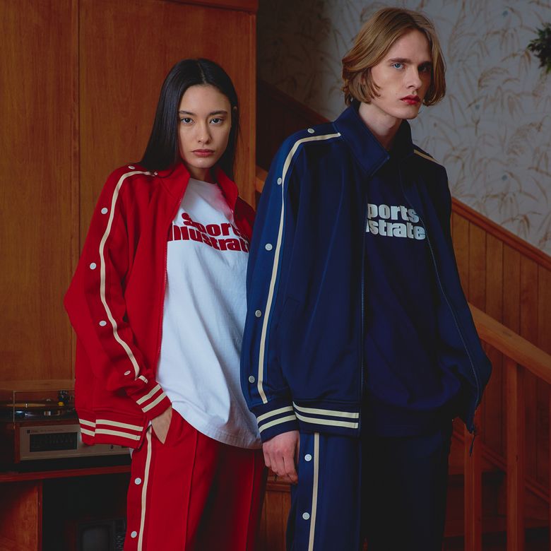 BASKETBALL SIDE BUTTON TRACK TOP (NAVY)