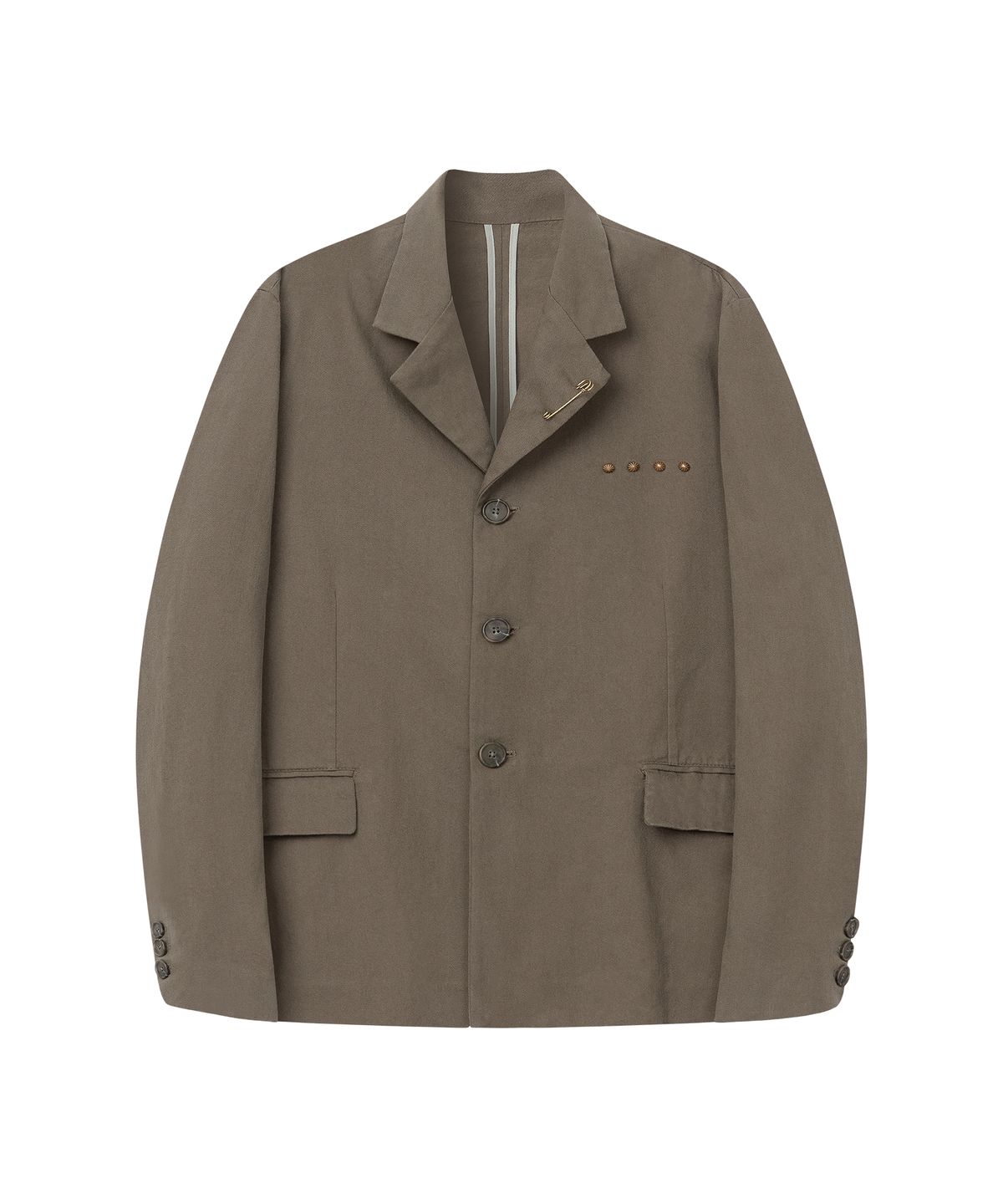 아캄(AAKAM) Studded Cotton Blazer (Khaki)