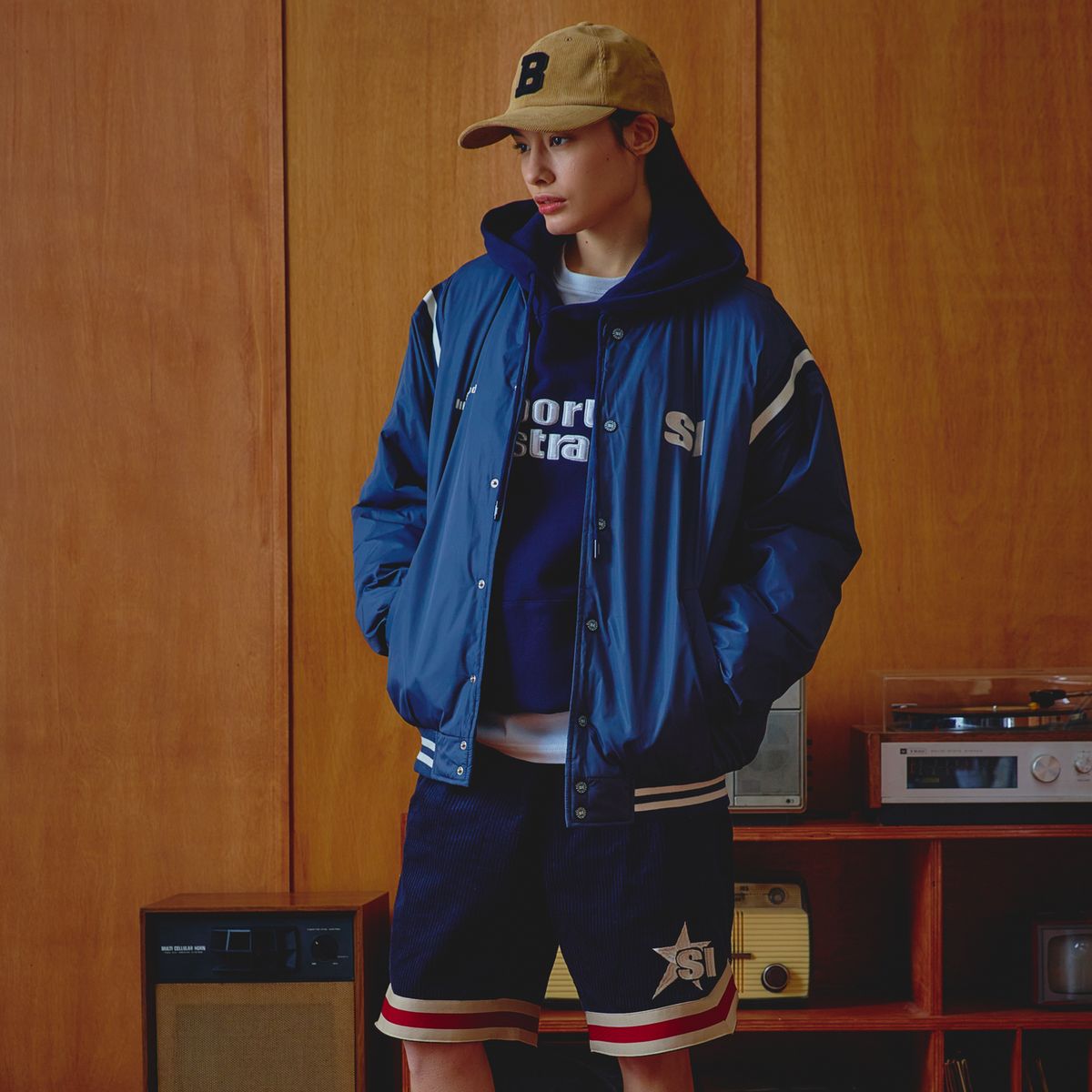 스포츠 일러스트레이티드(SPORTS ILLUSTRATED) BASKETBALL CORDUROY HALF PANTS (DARK NAVY)