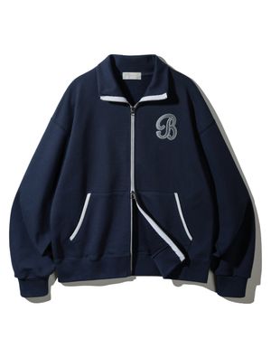 B WAPPEN 스웨트 집업 BK7590_네이비