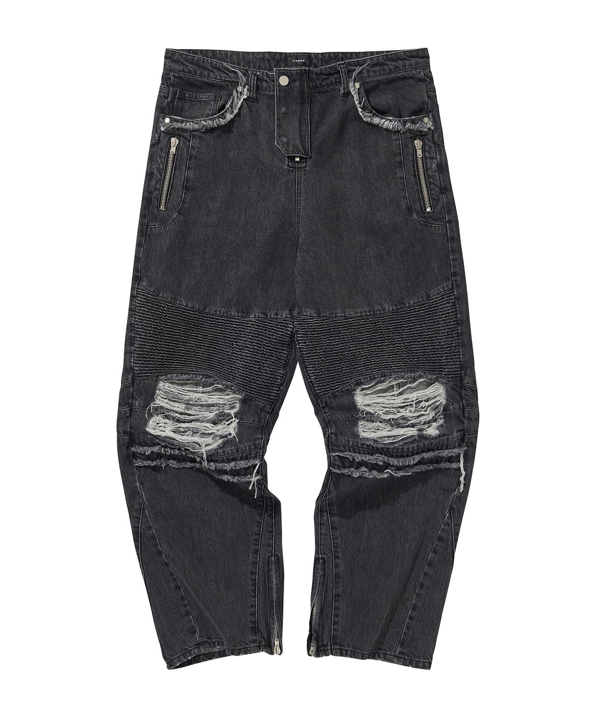 리베레(LIBERE) DENIM BIKER BAGGY PANTS / BLACK