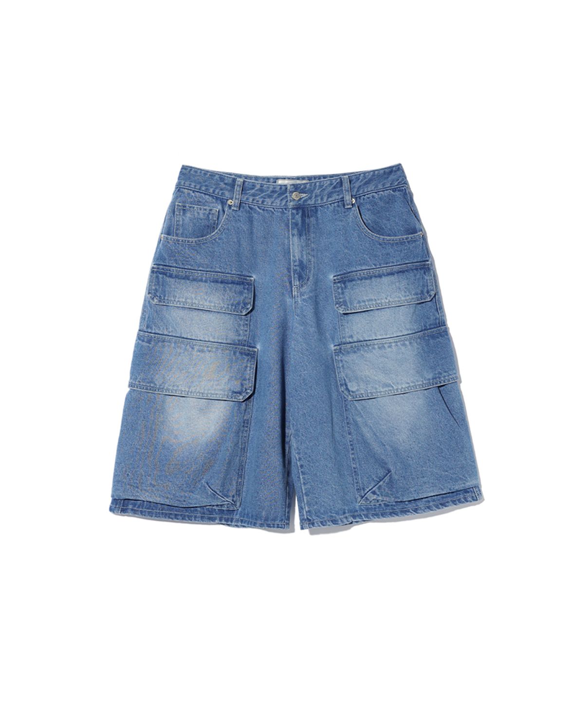 크리틱(CRITIC) BIG CARGO DENIM BERMUDA PANTS LIGHT INDIGO