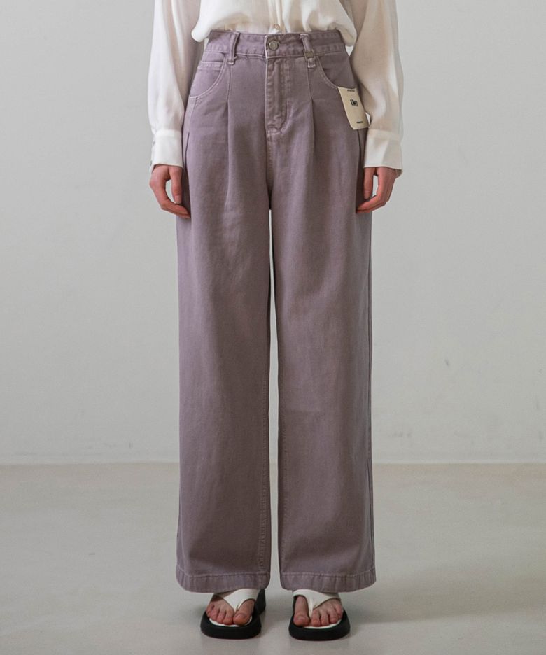 TWO PINTUCK WIDE DENIM PANTS_NSDP436 (Purple)
