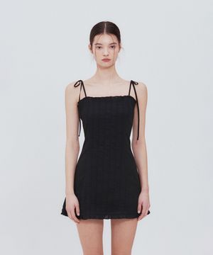 레이스 프릴 미니 드레스 (블랙)