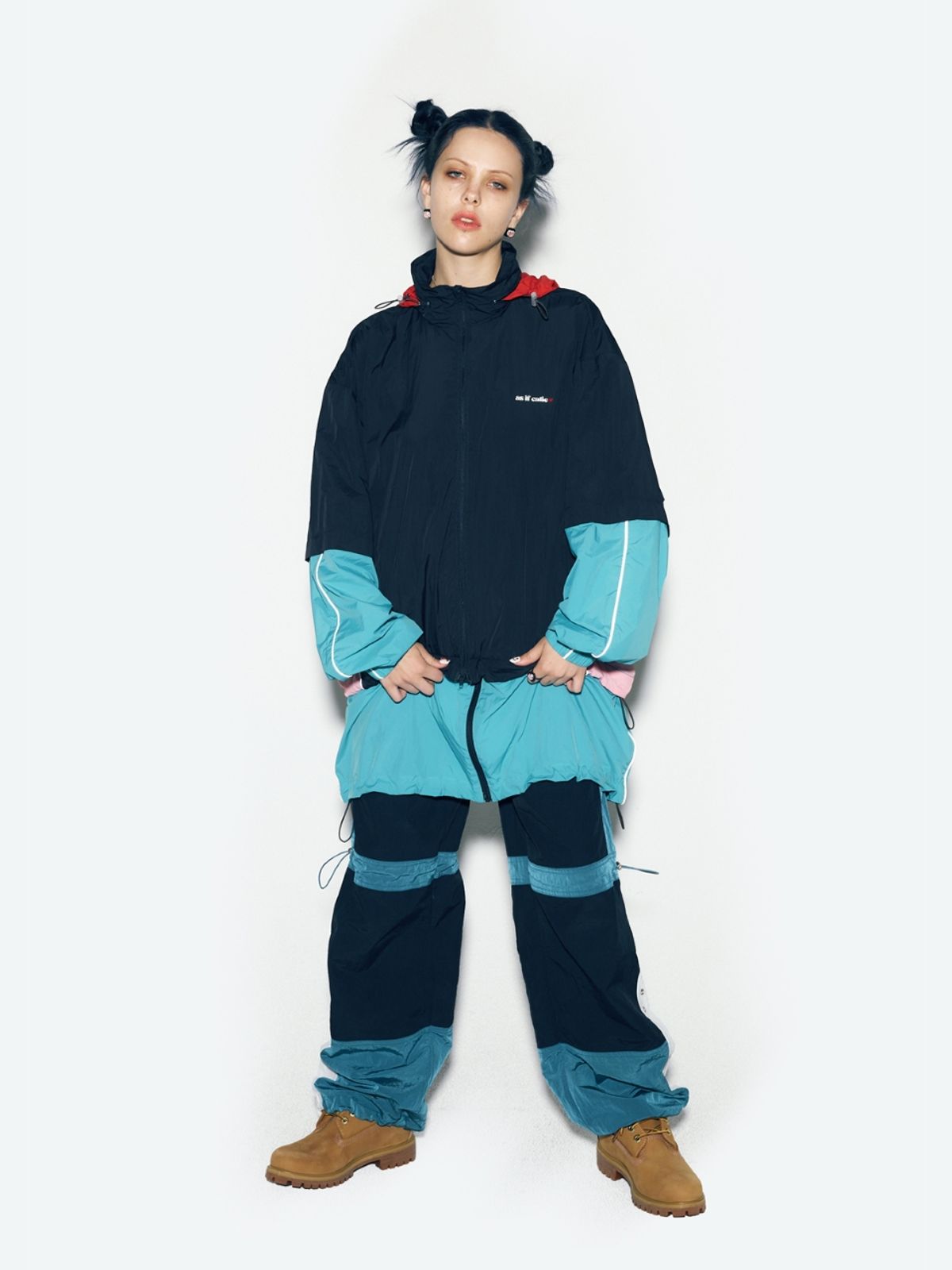 에즈이프 캘리(ASIF CALIE) COLOR BLOCK NYLON TRACK PANTS BLUE