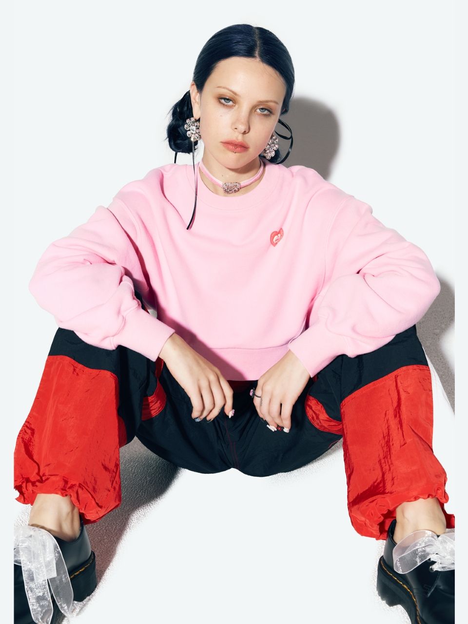 MUSINSA | ASIF CALIE COLOR BLOCK NYLON TRACK PANTS RED