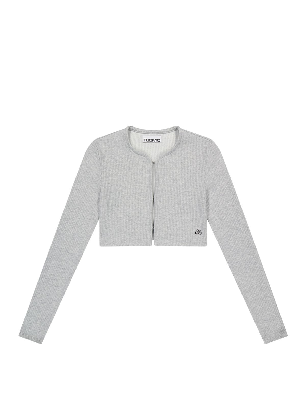 뚜오미오(TUOMIO) HOOK&EYE MINI CARDIGAN [HEATHER GREY]