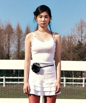 EYELET FRILL DRESS WHITE