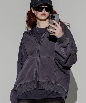 이지 크롭 피그먼트 후드집업 더스티퍼플 MMOT6762