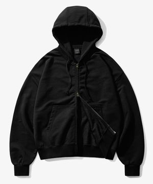 이지 크롭 피그먼트 후드집업 블랙 MMOT6762