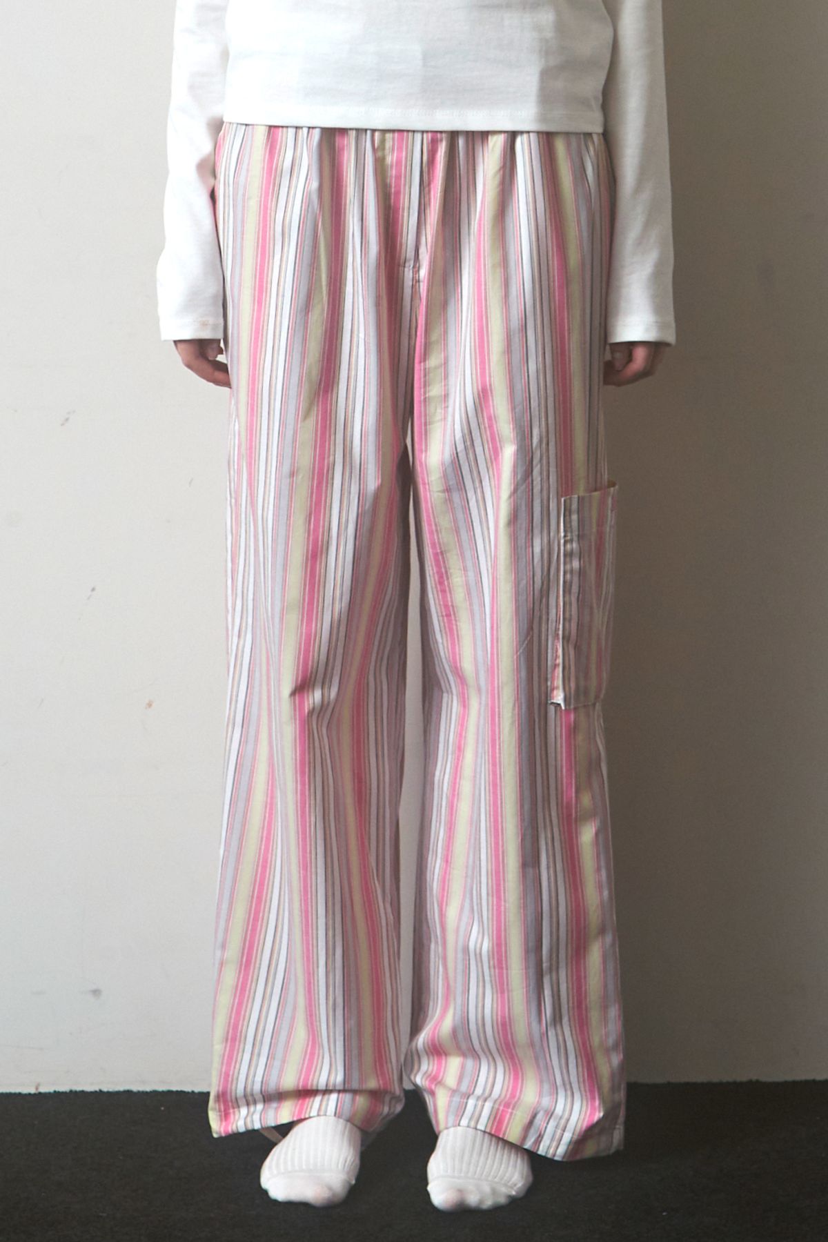 포더웨더(FOR THE WEATHER) one pocket pants (pink stripe)
