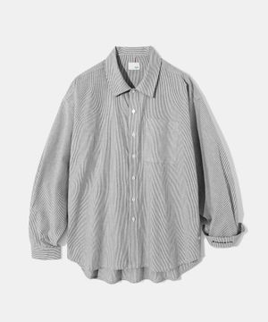 Side slit Stripe Cotton Shirt S139  Black