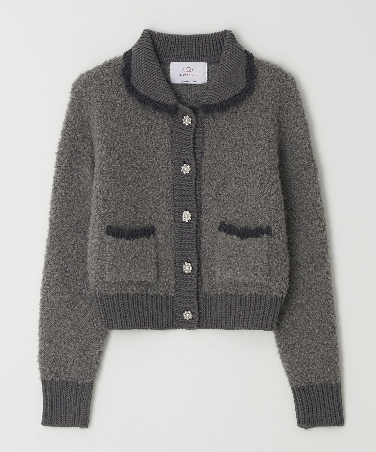 시월107(SIWEOL107) Alpaca Knit Cardigan (Grey)