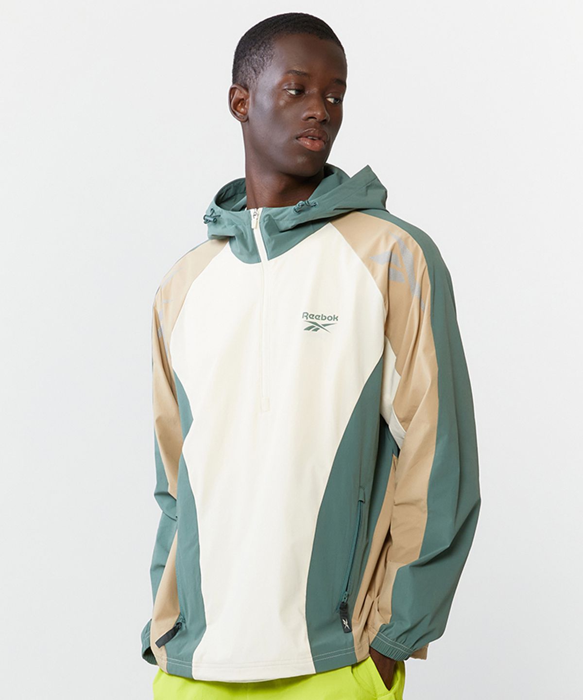 리복(REEBOK) 벡터 액티브 후드 아노락 - 베이지:그린