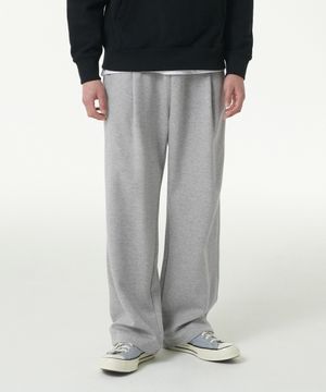 [쿨탠다드] 원 턱 와이드 라운지 스웨트 팬츠 [미디엄 그레이]