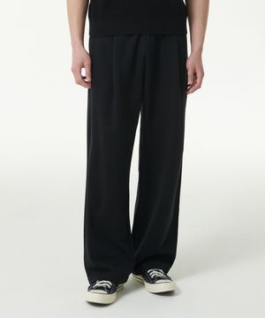 [쿨탠다드] 원 턱 와이드 라운지 스웨트 팬츠 [블랙]