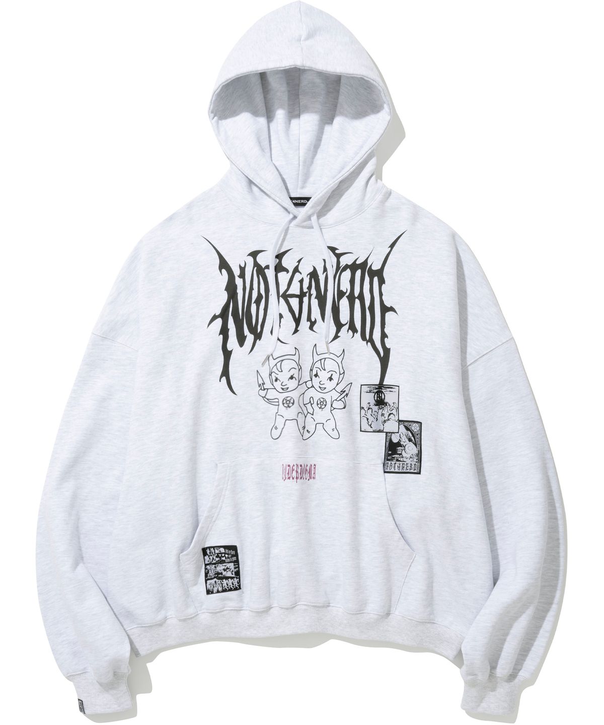 낫포너드(NOT4NERD) 2Devils Patch Pullover Hood - Grey