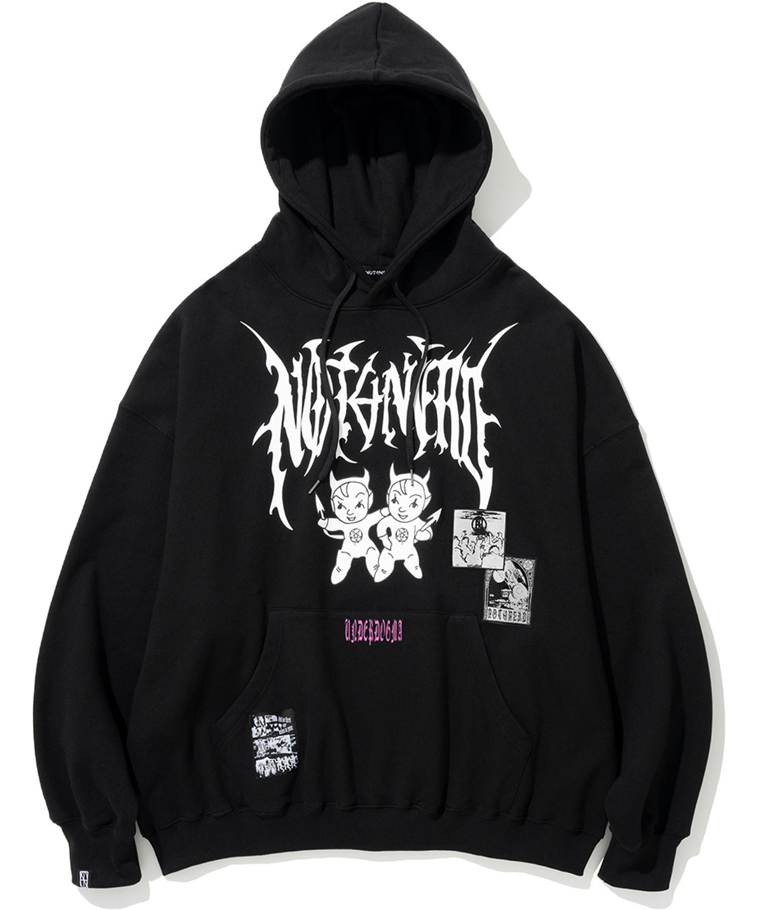 パーカー・フーディ NOT4NERD 2Devils Patch Pullover Hood Black HD081BK MUSINSA | NOT4NERD 2Devils Patch Pullover Hood - Black