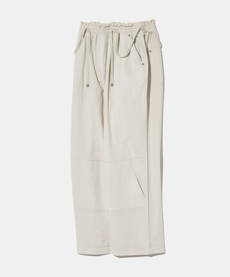 Linen Cotton Waist Band Wide Pants P17
